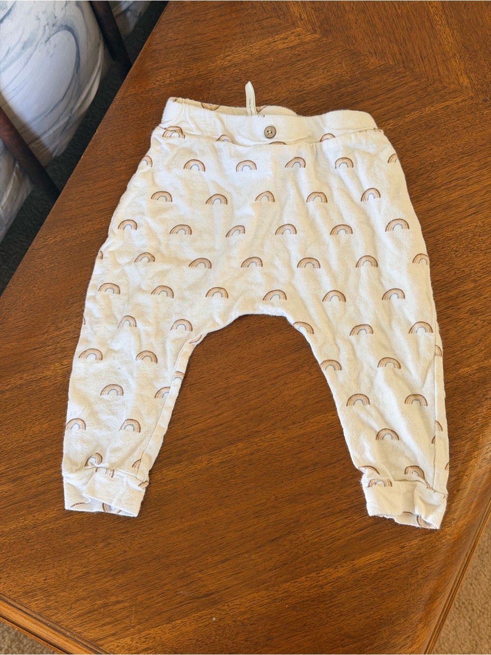 Rylee + Cru Cream Pants with Beige Rainbow Print